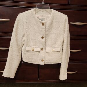 Abercrombie & Fitch Cream Tweed Jacket with Gold Buttons